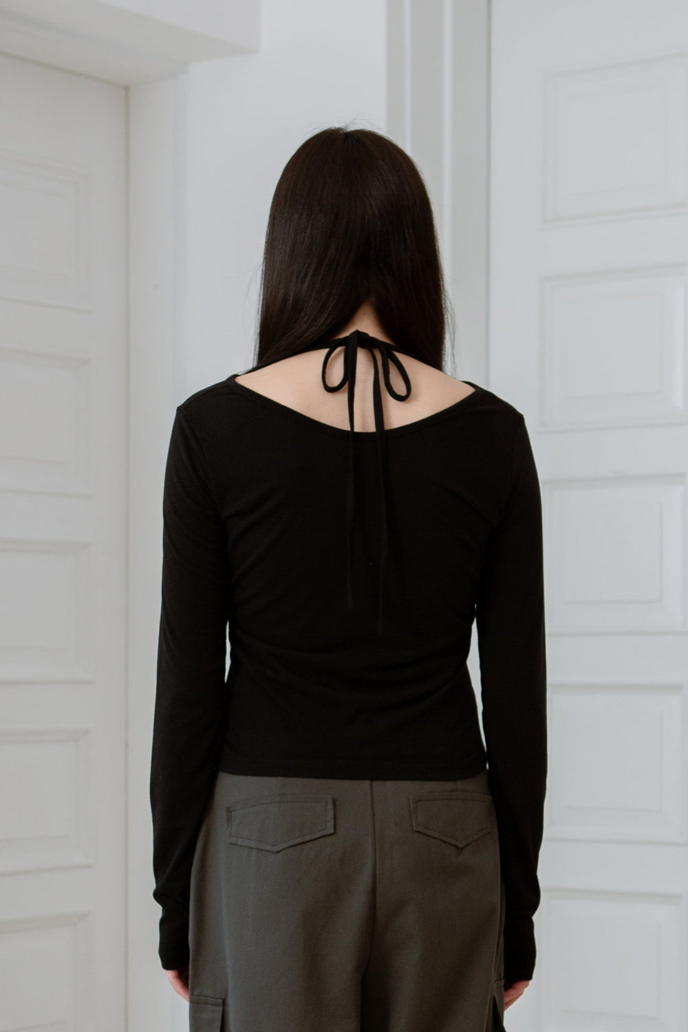 Tencel Long Sleeve Tie Top