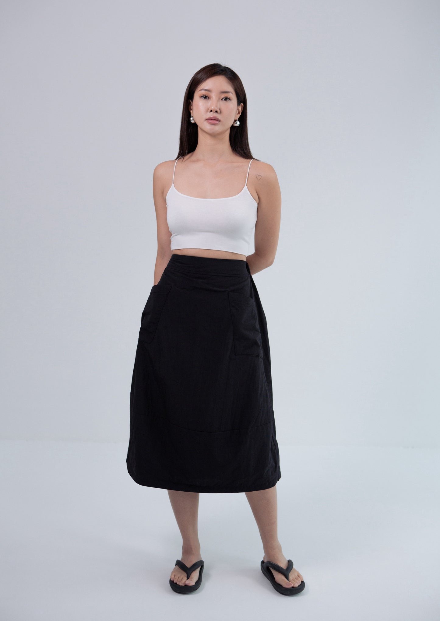 Saero Collective Korean Fashion Singapore Korean Accessories Earrings Made in Korea Seoul Minimalist Korean Fashion Black Skirt