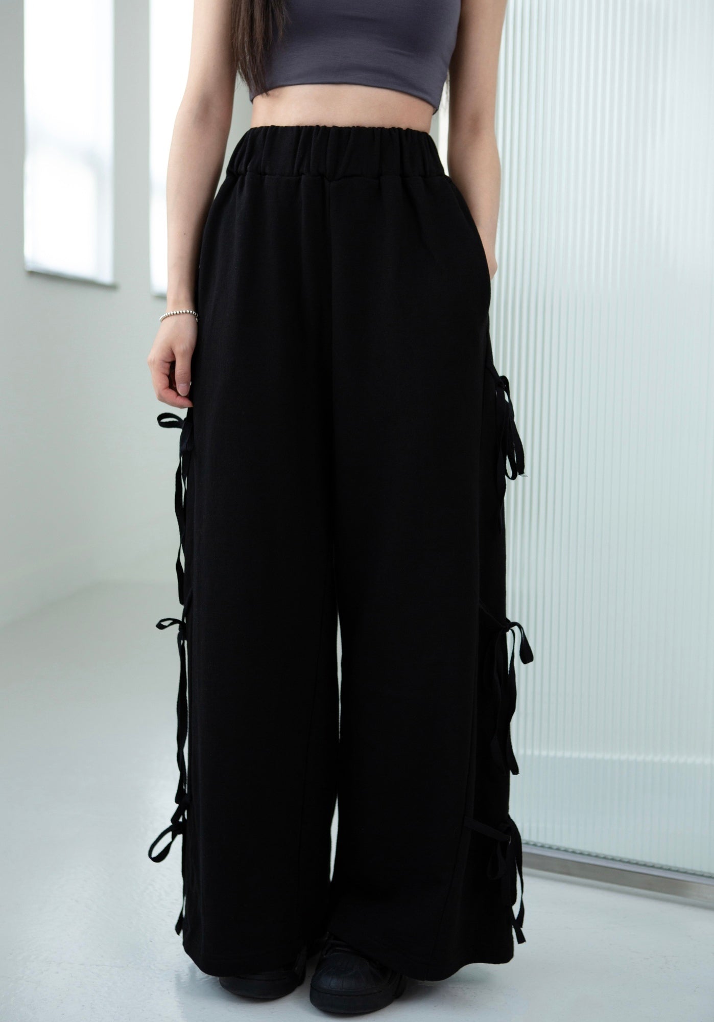 Ribbon Wide-leg Track Pants