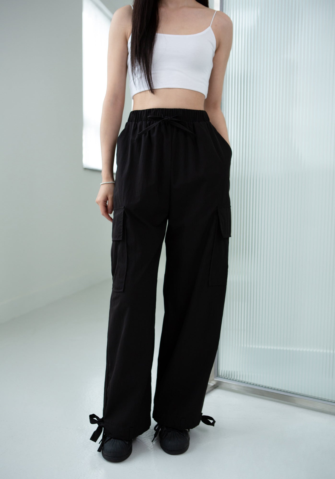 Ribbon Straight Cargo Pants