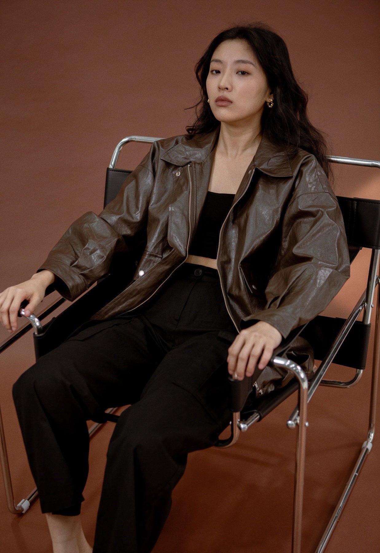 Saero Collective Made in Korea Korean Fashion Singapore Korean Accessories Jewellery Minimalist Fashion Brown Leather Jacket