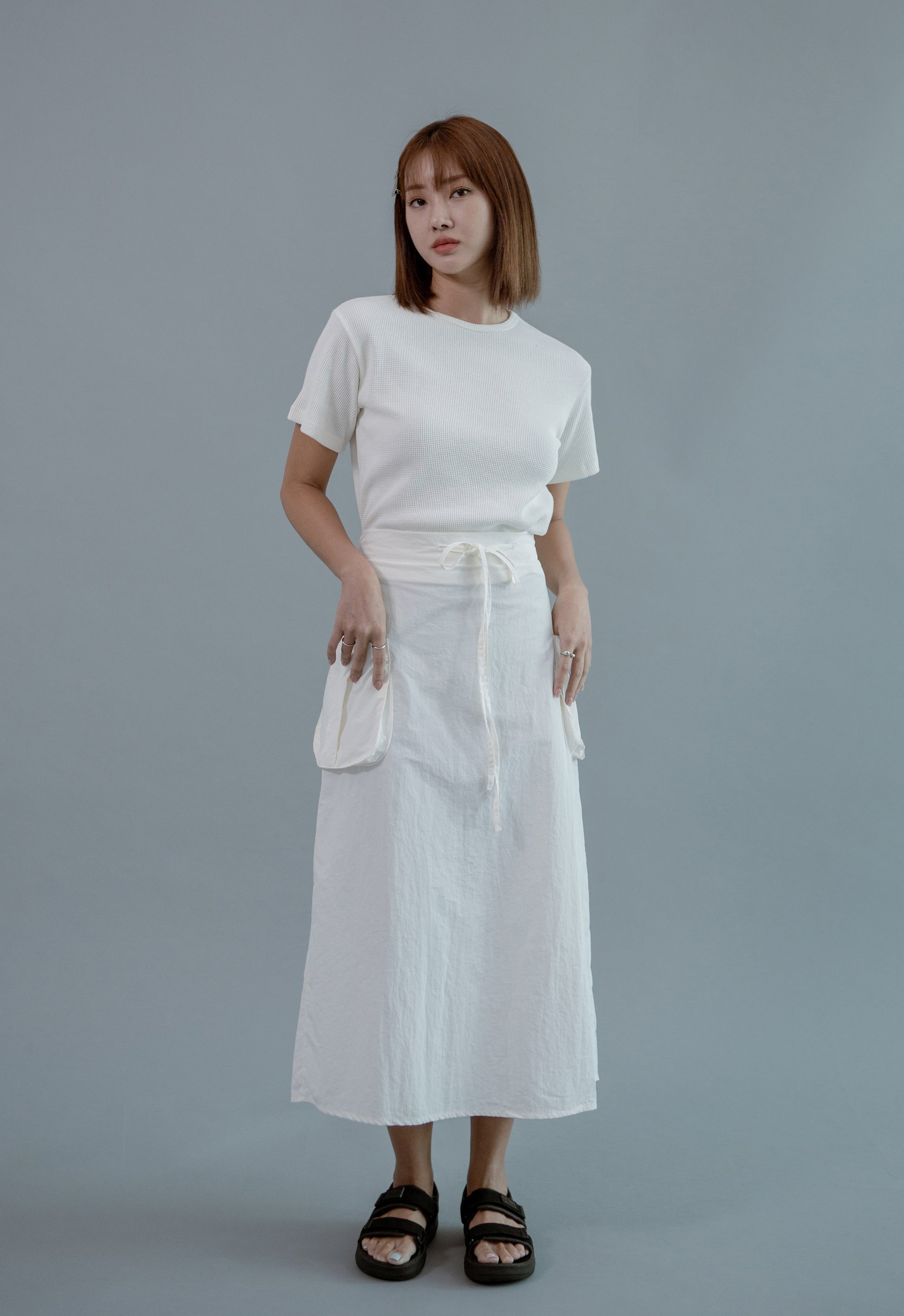 Saero Collective Made in Korea Korean Fashion Singapore Minimalist Fashion Korean Clothes and Accessories Nylon Midi Skirt