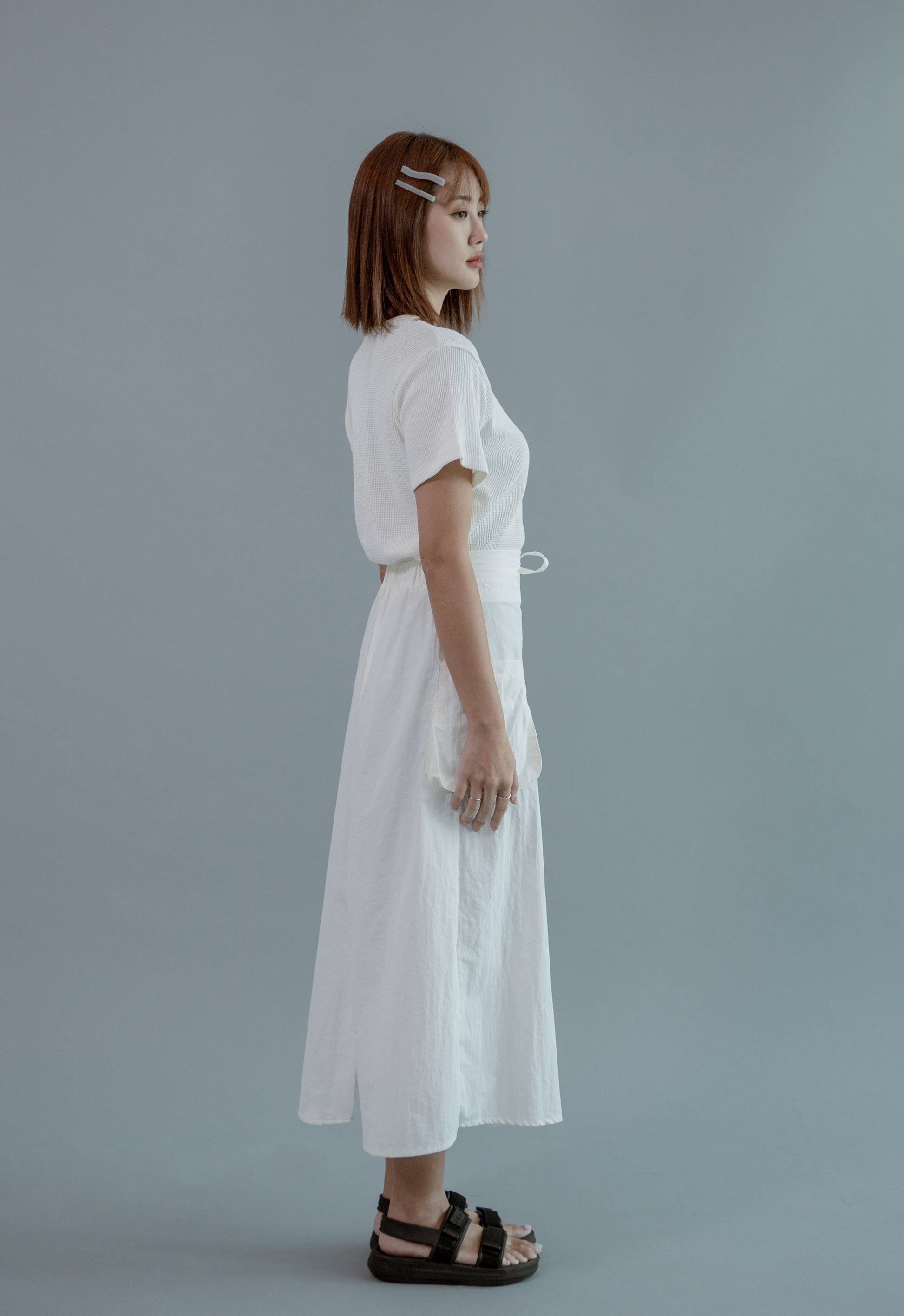 Saero Collective Made in Korea Korean Fashion Singapore Minimalist Fashion Korean Clothes and Accessories Nylon Midi Skirt