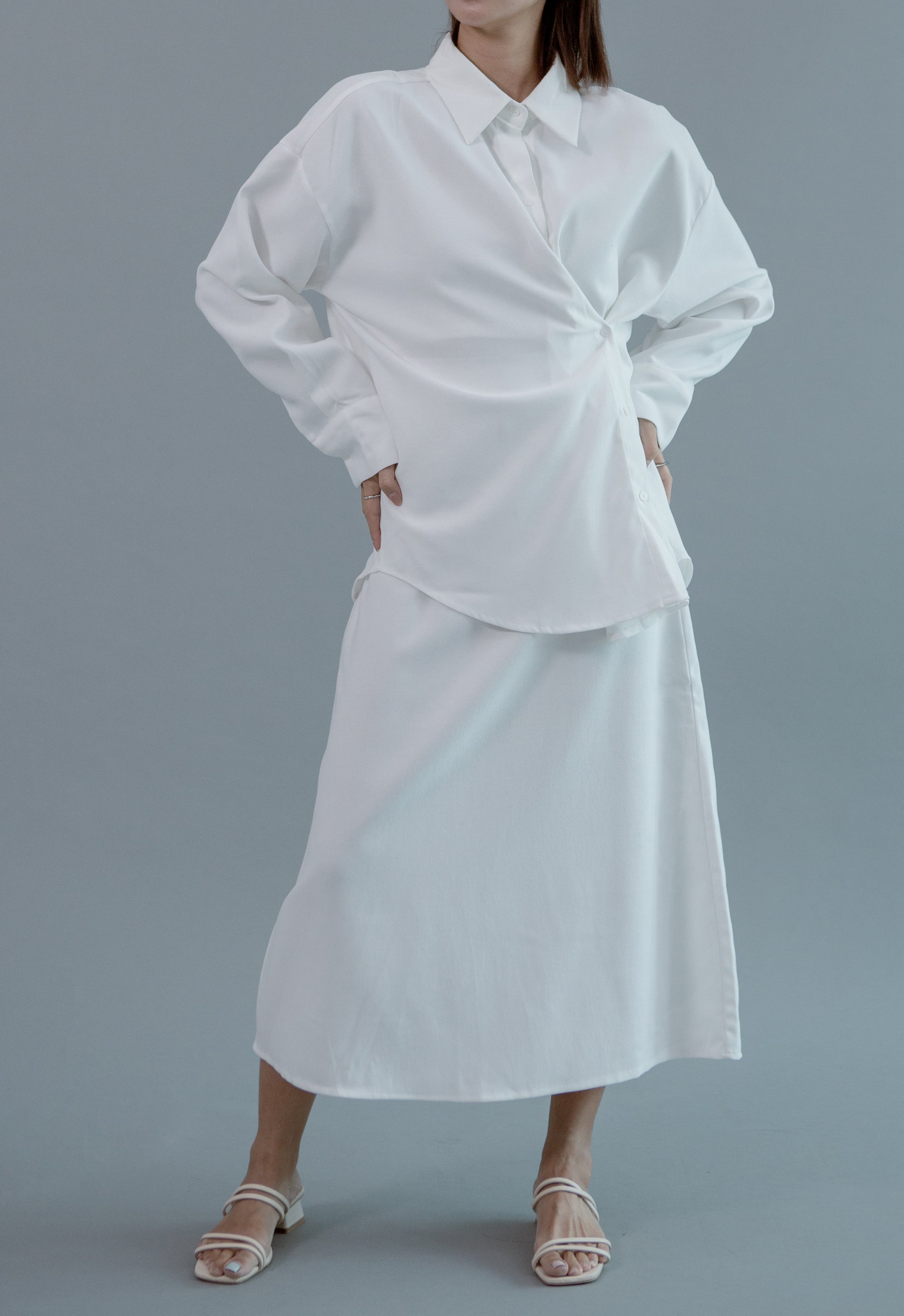 Saero Collective Made in Korea Korean Fashion Singapore Minimalist Fashion and Accessories Korean Clothes White Midi Skirt