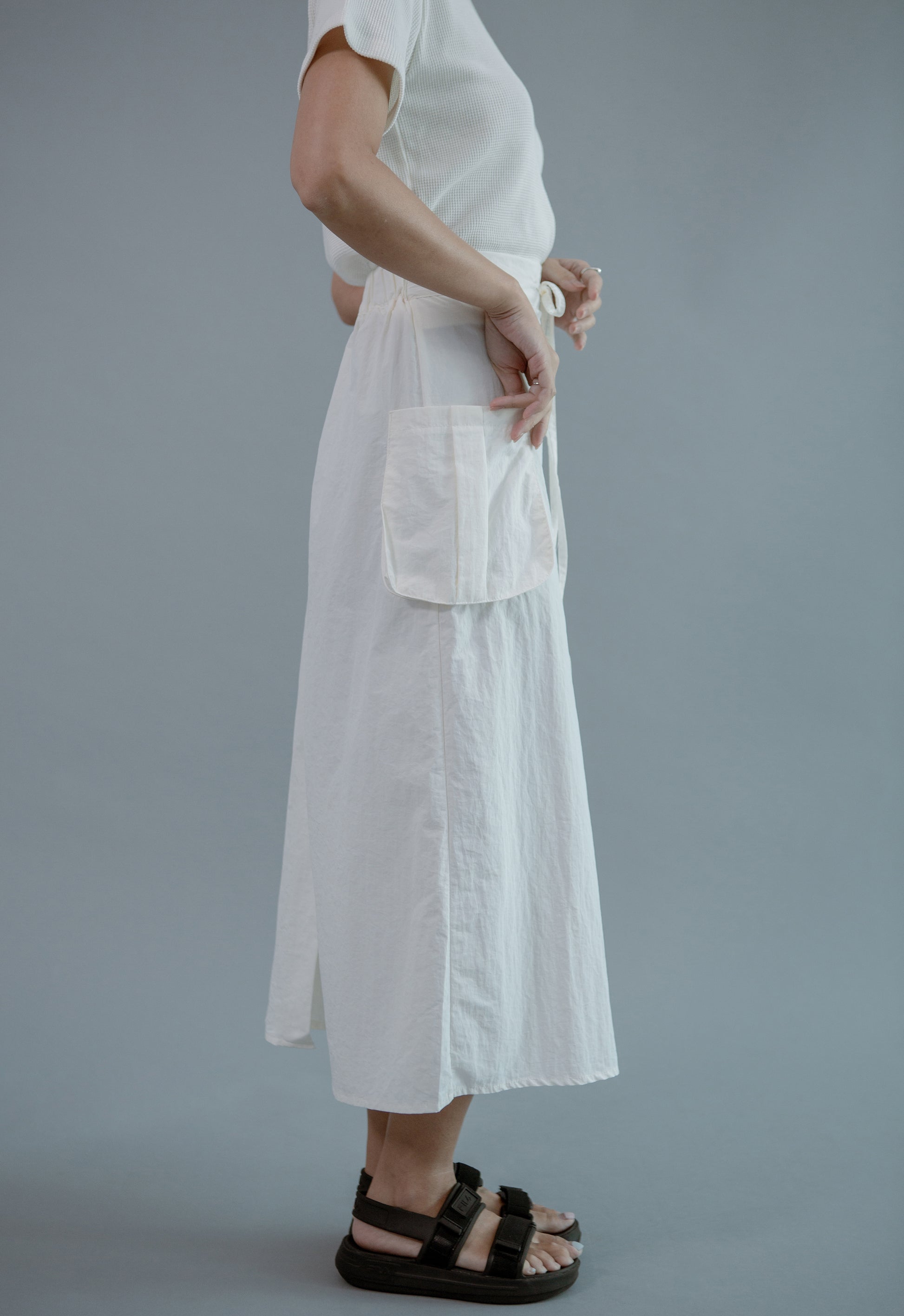 Saero Collective Made in Korea Korean Fashion Singapore Minimalist Fashion Korean Clothes and Accessories Nylon Midi Skirt