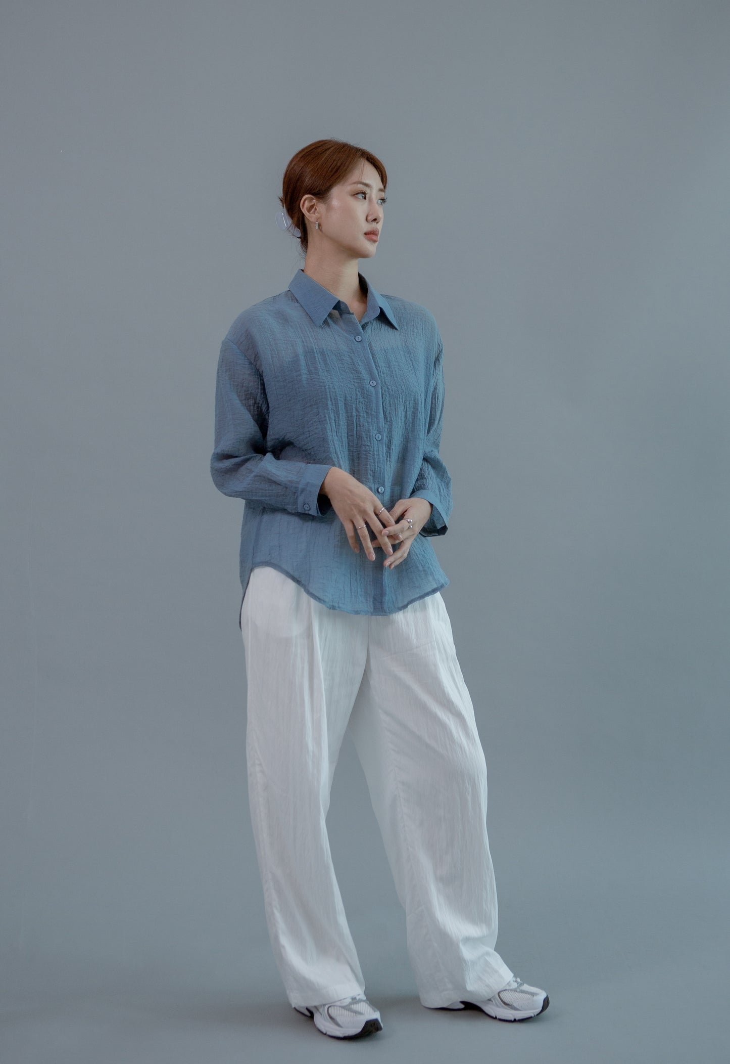 Saero Collective Made in Korea Korean Fashion Singapore Minimalist Fashion and Accessories Tencel Blue Shirt Korean Clothes