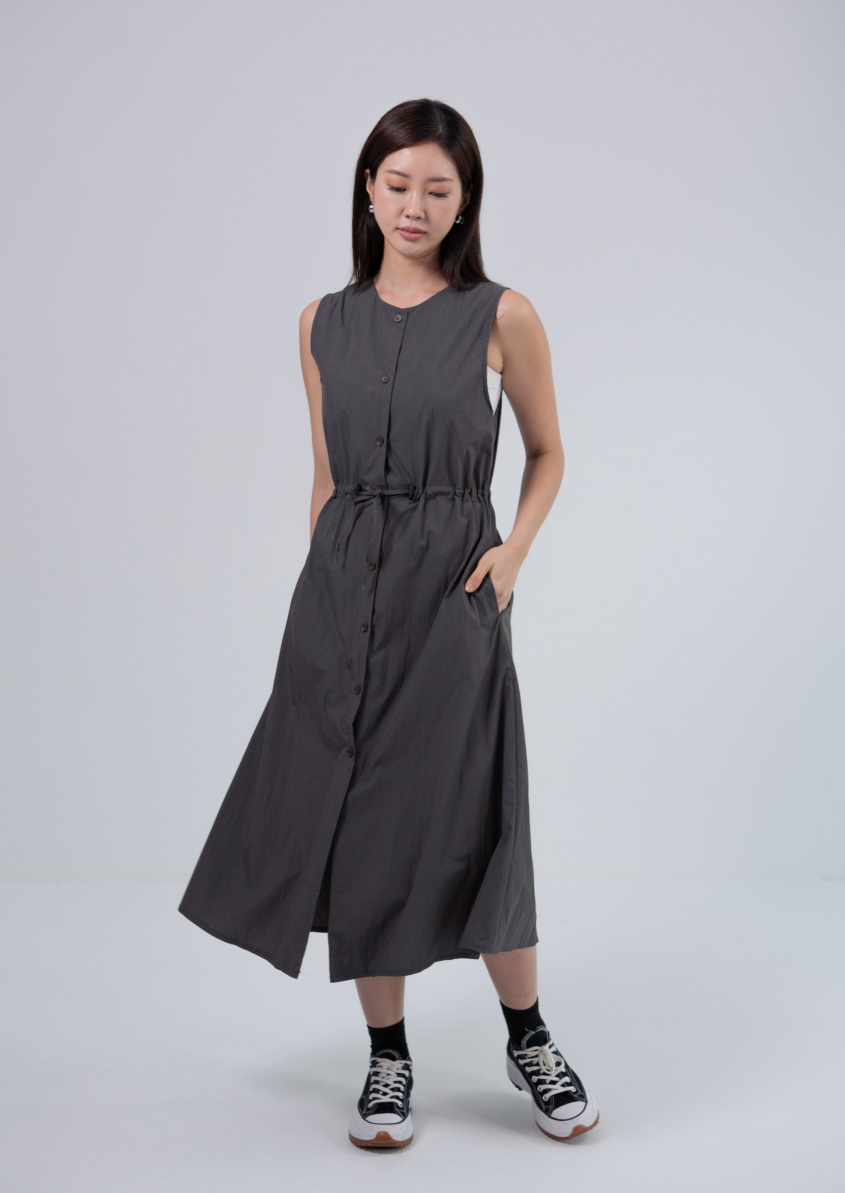 Saero Collective Made in Korea Korean Fashion Singapore Grey Dress Korean Accessories Jewellery Minimalist Fashion