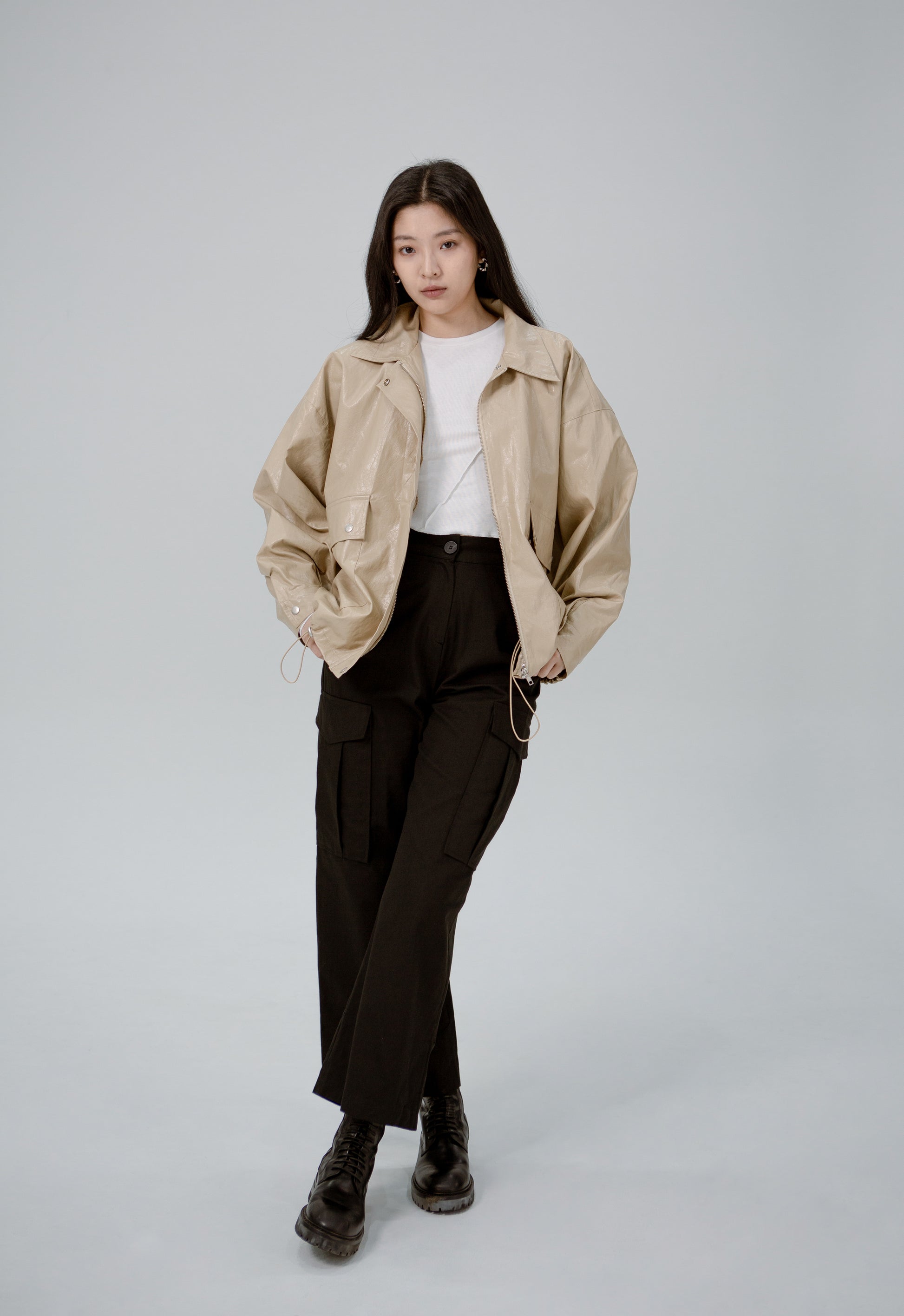 Saero Collective Made in Korea Korean Fashion Singapore Korean Accessories Jewellery Minimalist Fashion Beige Leather Jacket