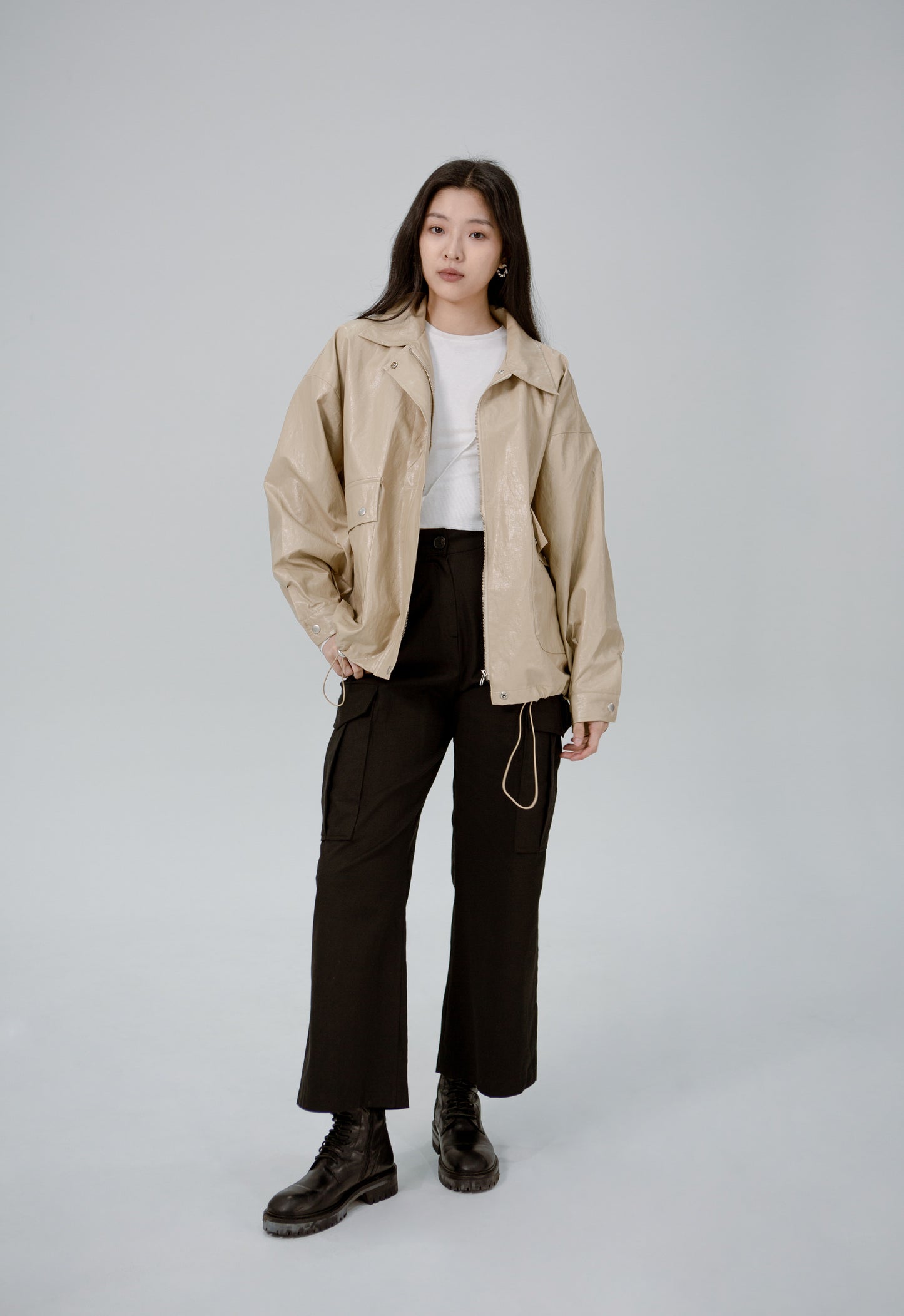 Saero Collective Made in Korea Korean Fashion Singapore Korean Accessories Jewellery Minimalist Fashion Beige Leather Jacket