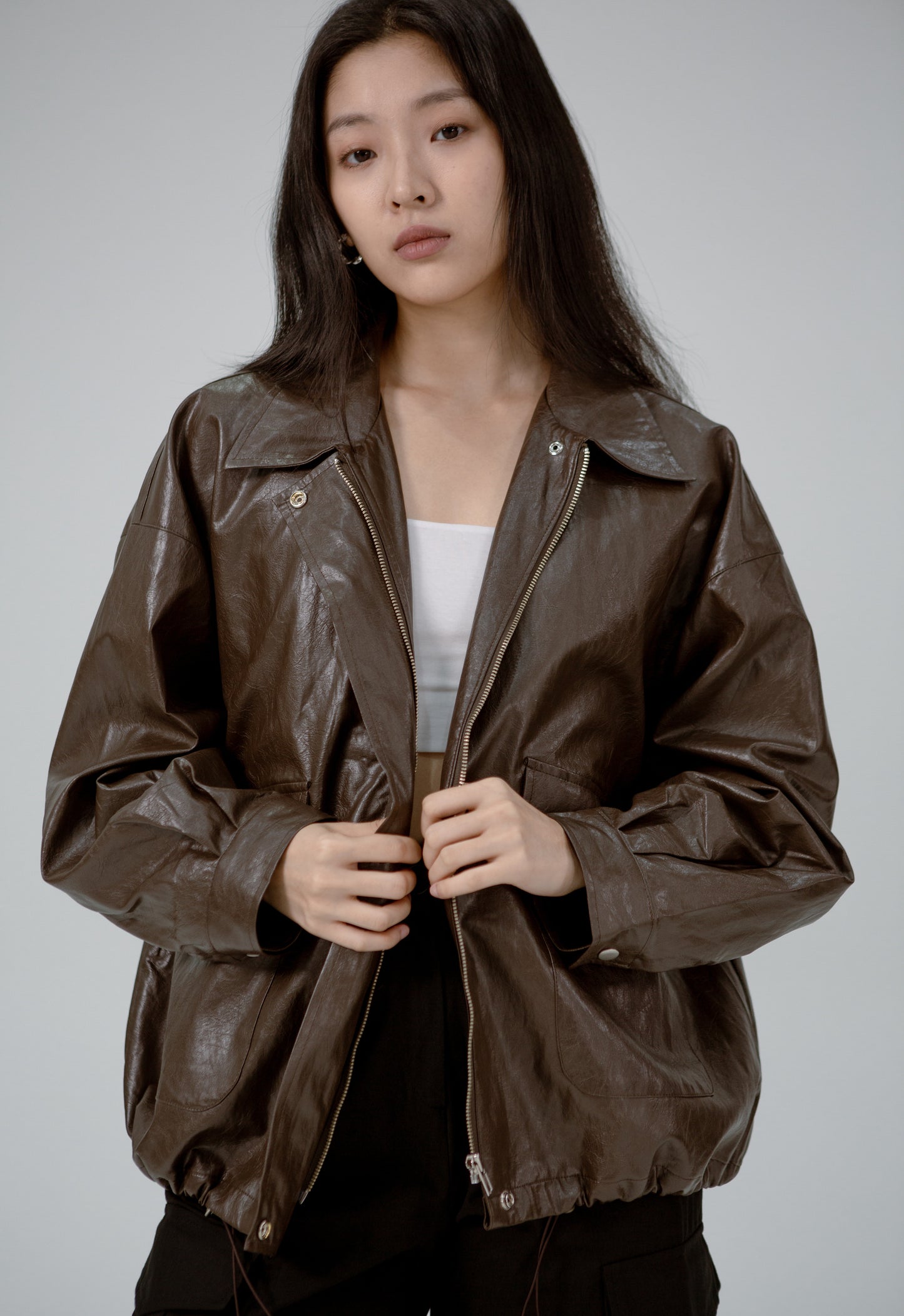 Saero Collective Made in Korea Korean Fashion Singapore Korean Accessories Jewellery Minimalist Fashion Brown Leather Jacket