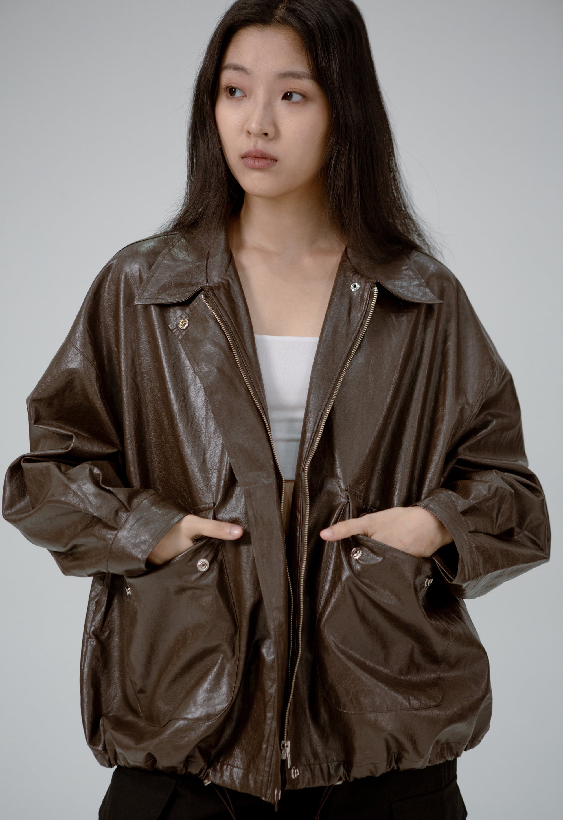 Saero Collective Made in Korea Korean Fashion Singapore Korean Accessories Jewellery Minimalist Fashion Brown Leather Jacket