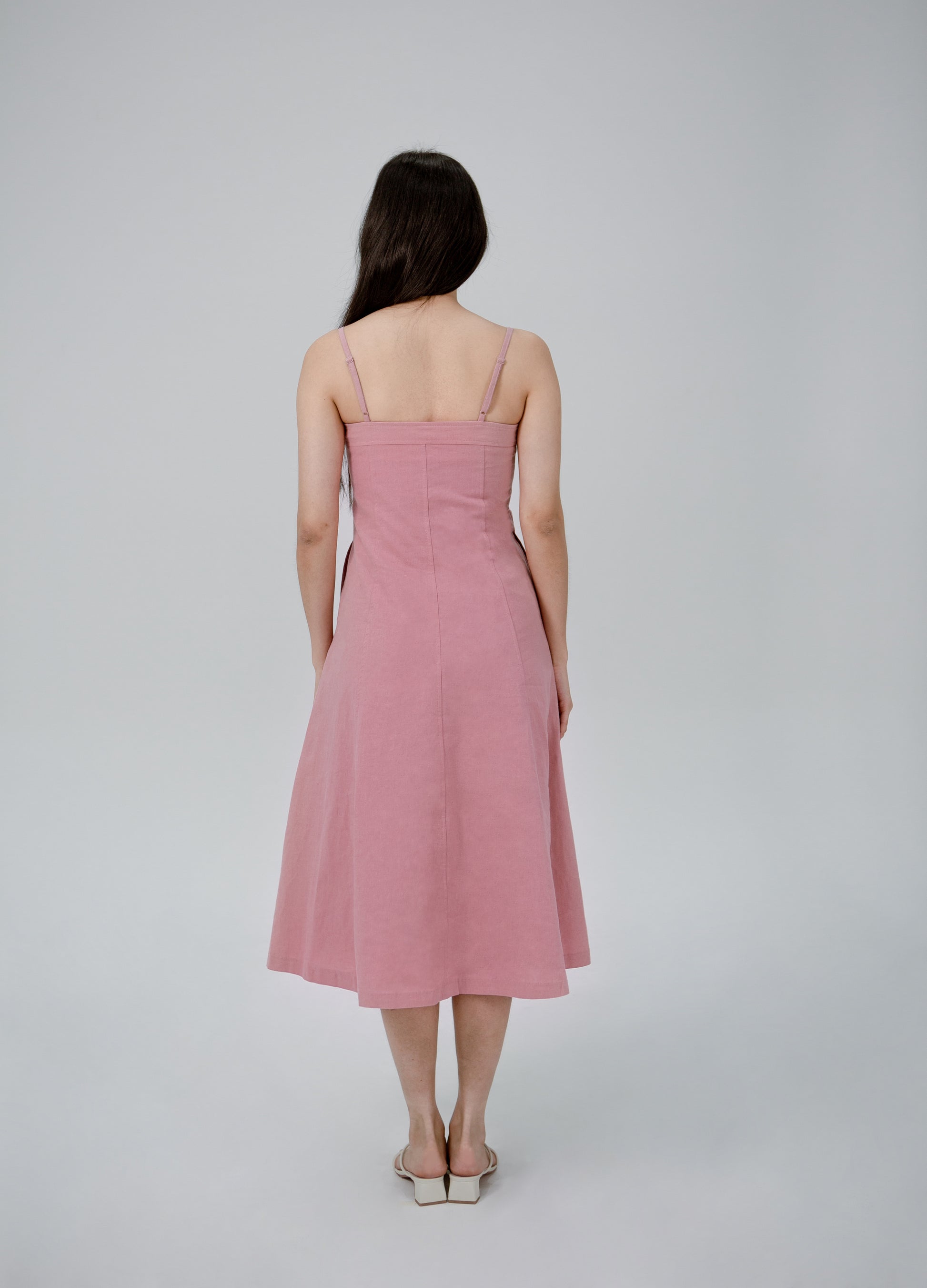 Saero Collective Korean Fashion Singapore Korean Accessories Earrings Made in Korea Seoul Minimalist Korean Fashion organic linen pink mauve dress