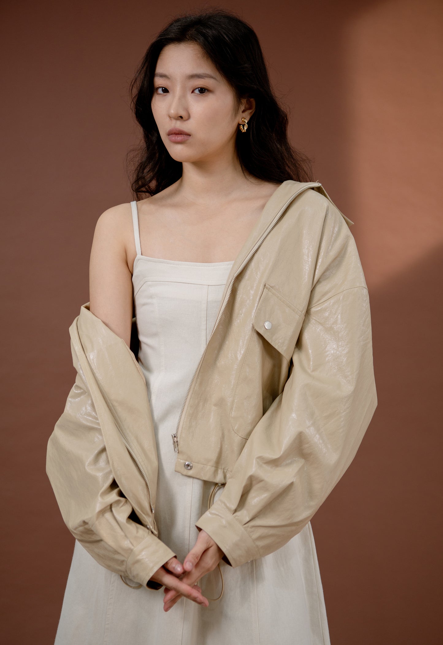 Saero Collective Made in Korea Korean Fashion Singapore Korean Accessories Jewellery Minimalist Fashion Beige Leather Jacket